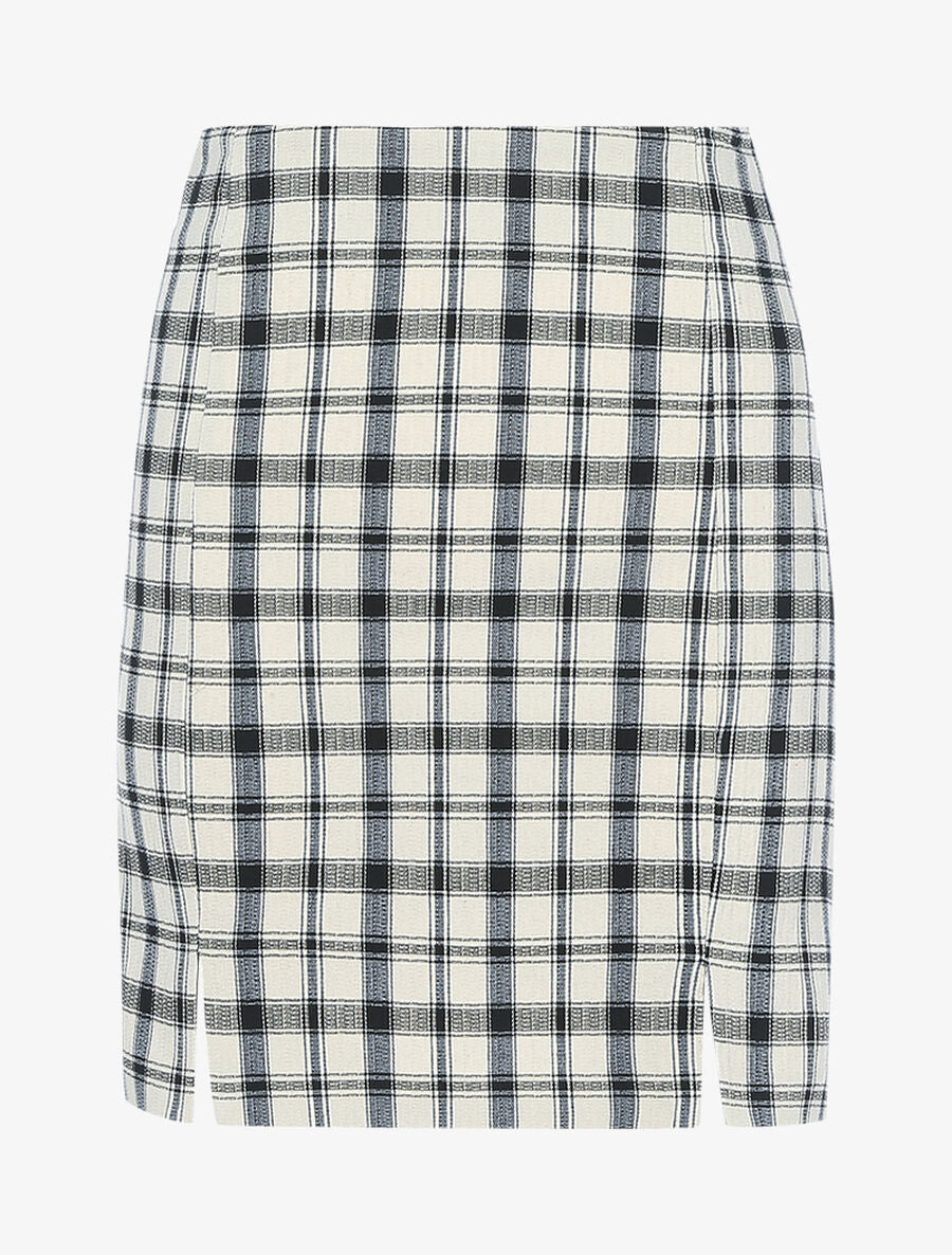 Mini jupe à imprimé tartan - Beige - 1