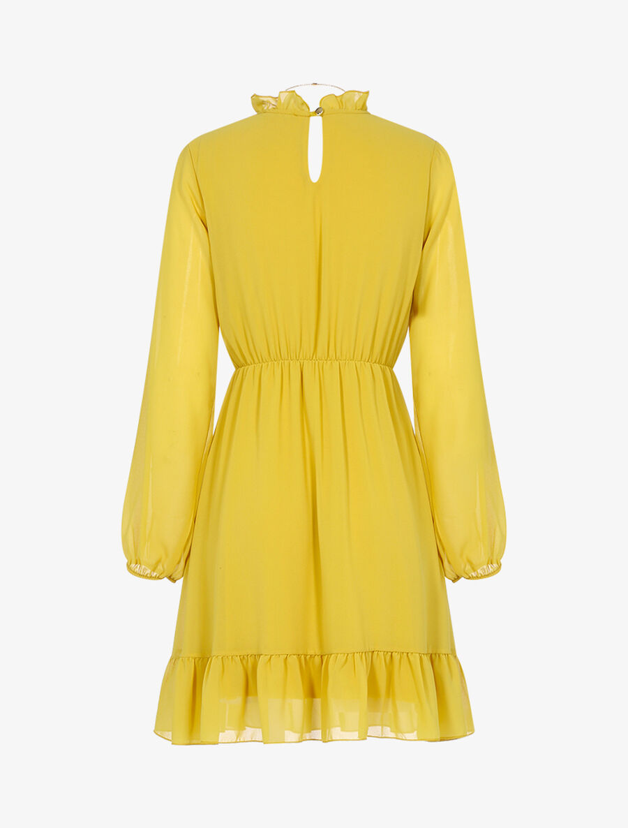 Robe volantée à col montant - Jaune - 2