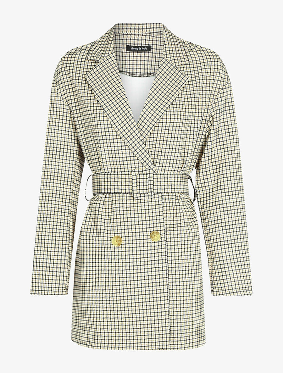 Veste coupe loose ceinturée - Noir/camel - 1