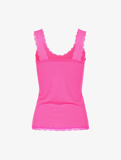 Débardeur à bretelles en dentelle - Fushia fluo - 2