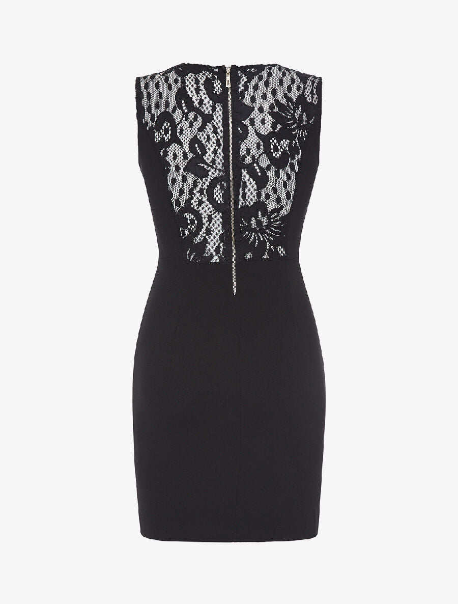 Robe buste dentelle en velours - noir/blanc - 2