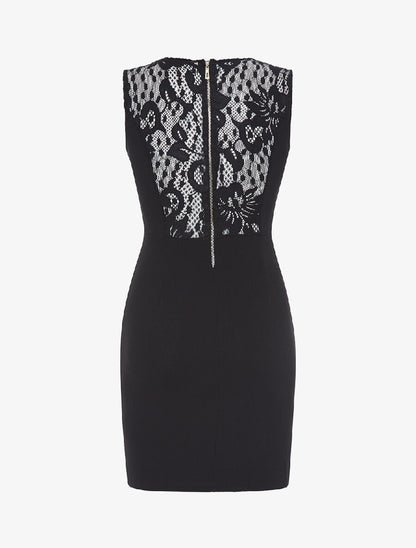 Robe buste dentelle en velours - noir/blanc - 2