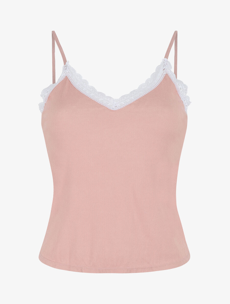 Ensemble pyjama côtelé débardeur et short - Rose - 1