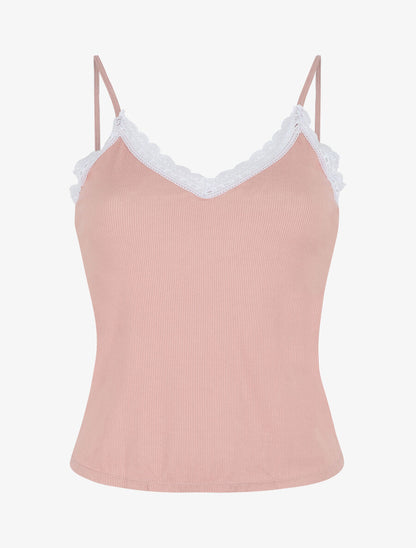 Ensemble pyjama côtelé débardeur et short - Rose - 1