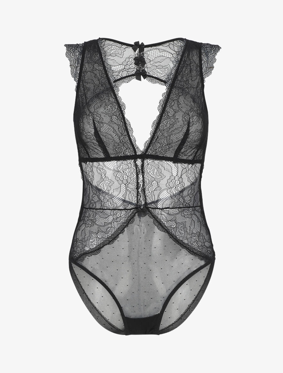 Body dos-nu en dentelle - Noir - 2