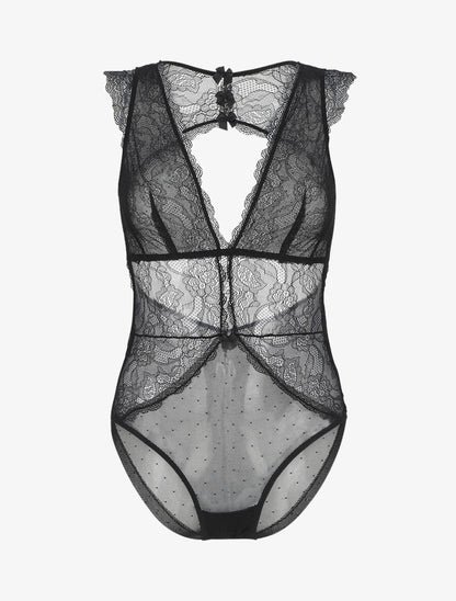 Body dos-nu en dentelle - Noir - 2