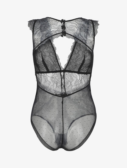 Body dos-nu en dentelle - Noir - 3