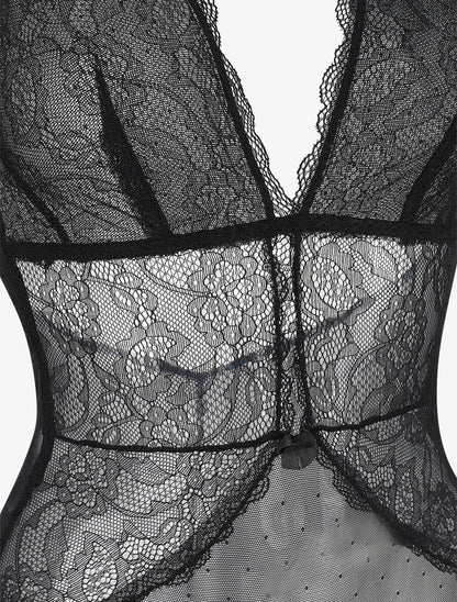 Body dos-nu en dentelle - Noir - 4