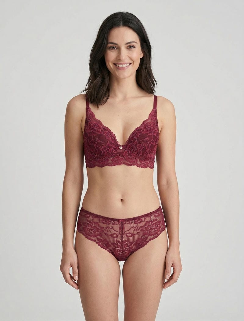 Irisierendes Spitzenwäsche-Set - Pflaume