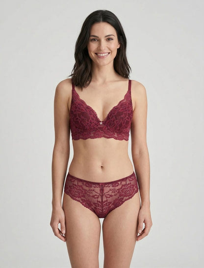 Irisierendes Spitzenwäsche-Set - Pflaume