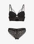 Ensemble lingerie en dentelle à liens - Noir - 1