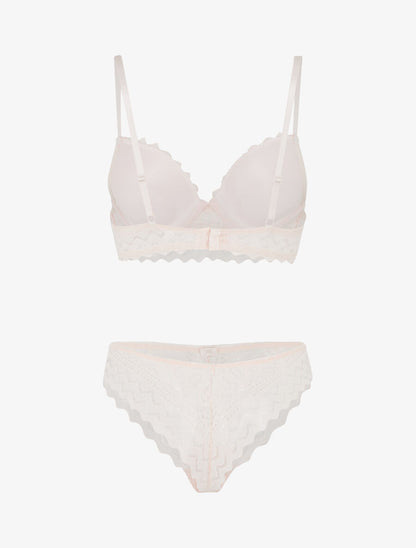 Ensemble soutien-gorge push-up et tanga en dentelle - Rose pâle - 2
