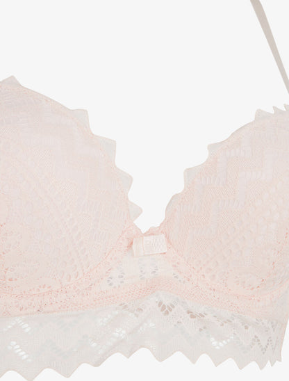 Ensemble soutien-gorge push-up et tanga en dentelle - Rose pâle - 3
