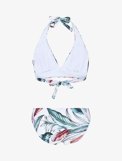 Maillot de bain 2 pièces triangle imprimé tropique - Blanc - 2