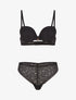 Ensemble soutien-gorge et tanga ajouré et bijoux strassé - Noir - 1