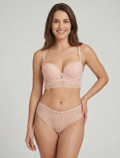 BH- und Slip-Set und mit Strass besetzter Schmuck - Rose