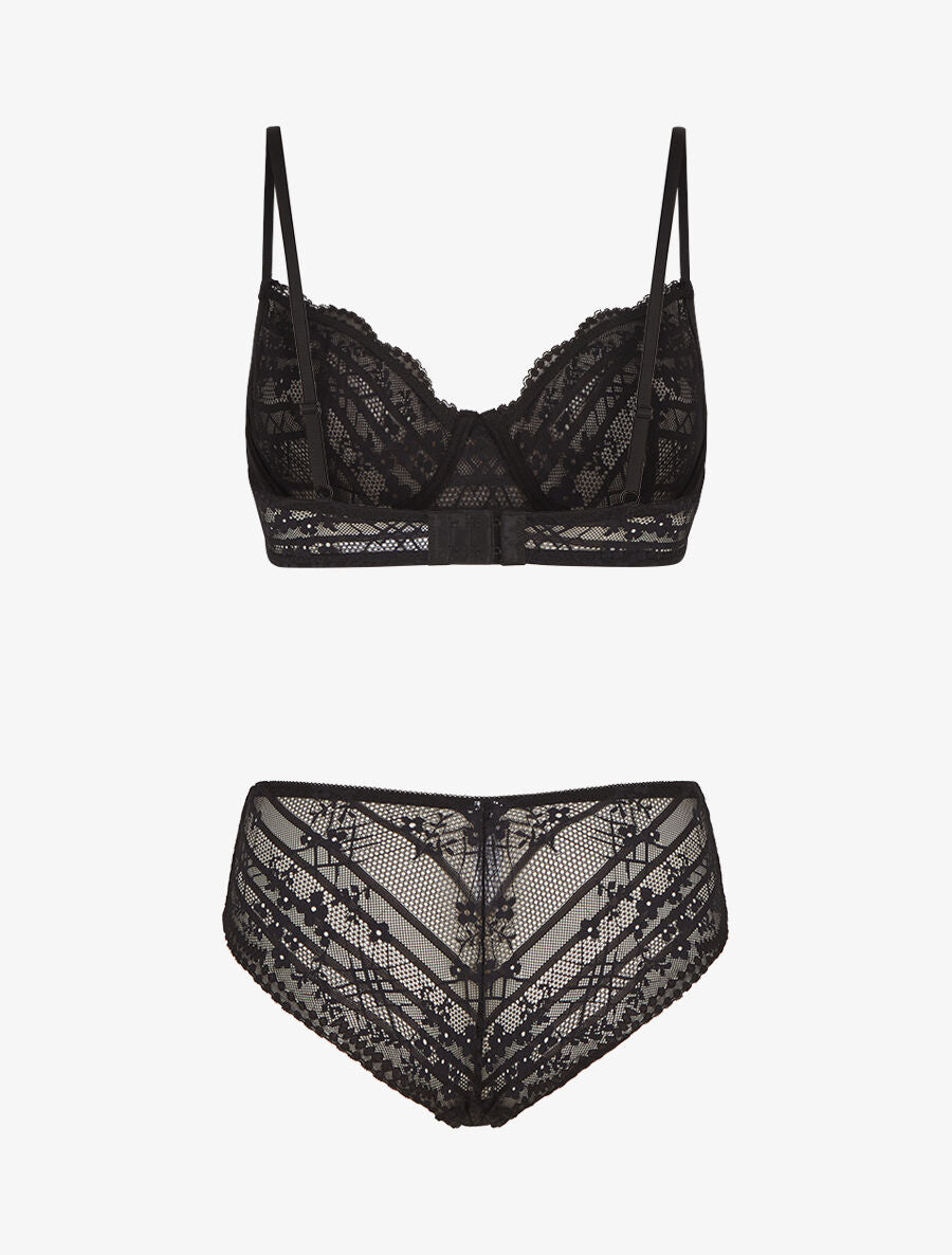Ensemble soutien-gorge et culotte à bijoux arbre strassé - Noir - 2