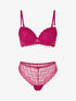 Ensemble soutien-gorge et tanga ajouré à bijoux strassés - Fushia - 1