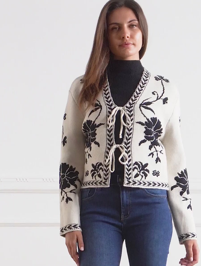 Barock bedruckte Wickelweste - Weiß