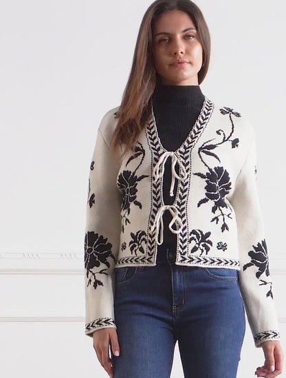 Barock bedruckte Wickelweste - Weiß